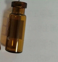 8-425 Thread screw neck vial, 32x11.6mm, amber glass, white graduation lineand marking spot , Borosilicate Type 70